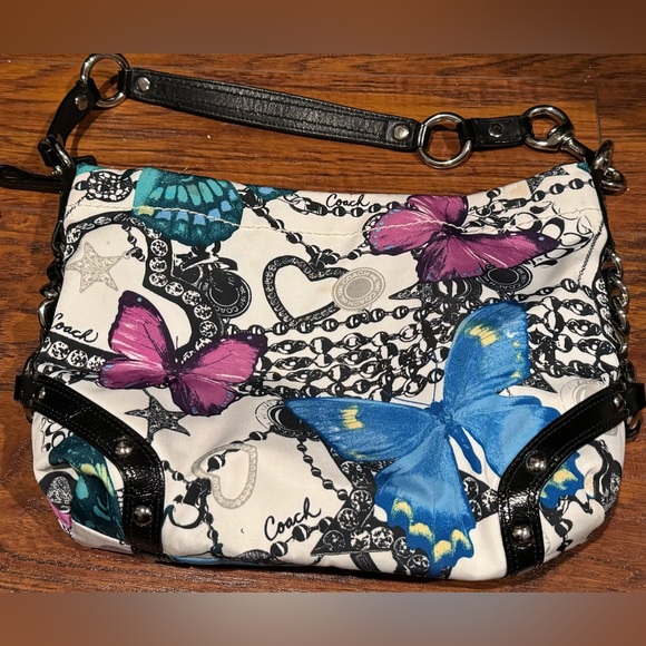 Coach Carly Satin Butterfly Print Shoulder Bag. Like New. - Picture 2 of 3